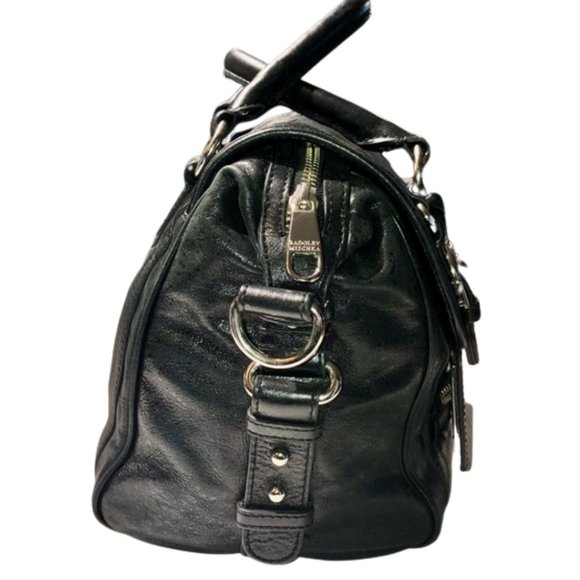 Badgley Mischka Cherise Black Leather Convertible Satchel - Picture 8 of 16